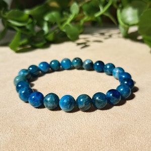 Apatite Crystal Bracelet | Apatite Bracelet for Women | Gemstone Bracelet Gift | Mala Beads Jewelry Healing Crystals | 8mm Beaded Bracelet