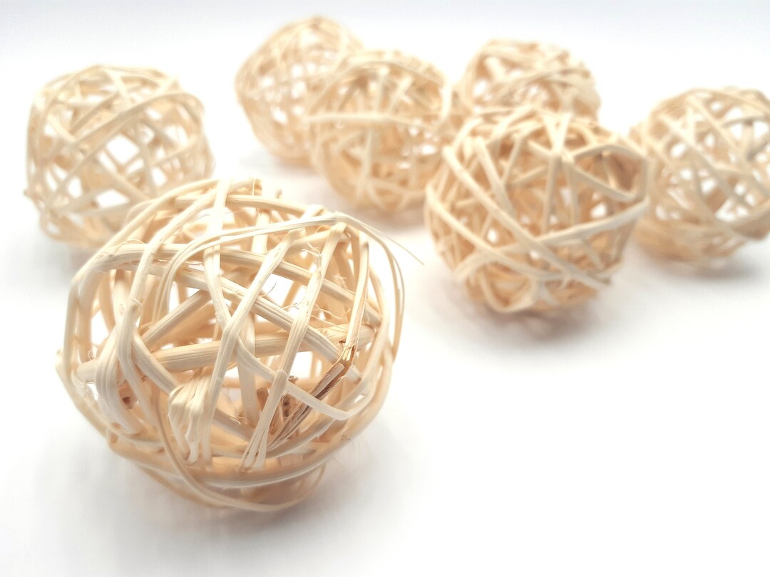 7pcs White Wicker Balls Decorative Wicker Balls Rustic Etsy
