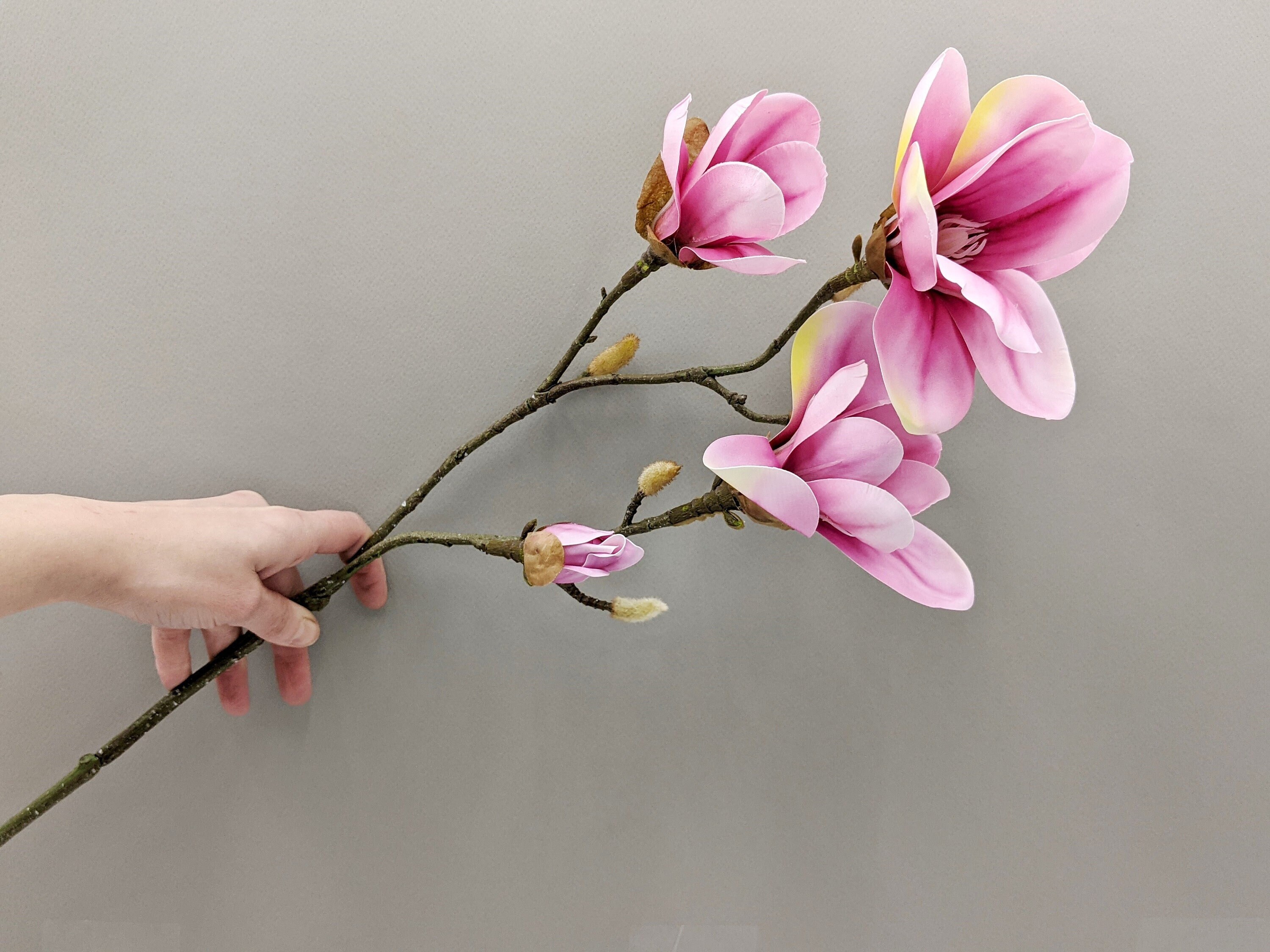 Artificial Magnolia Branch Pink Magnolia Faux Artificial Etsy