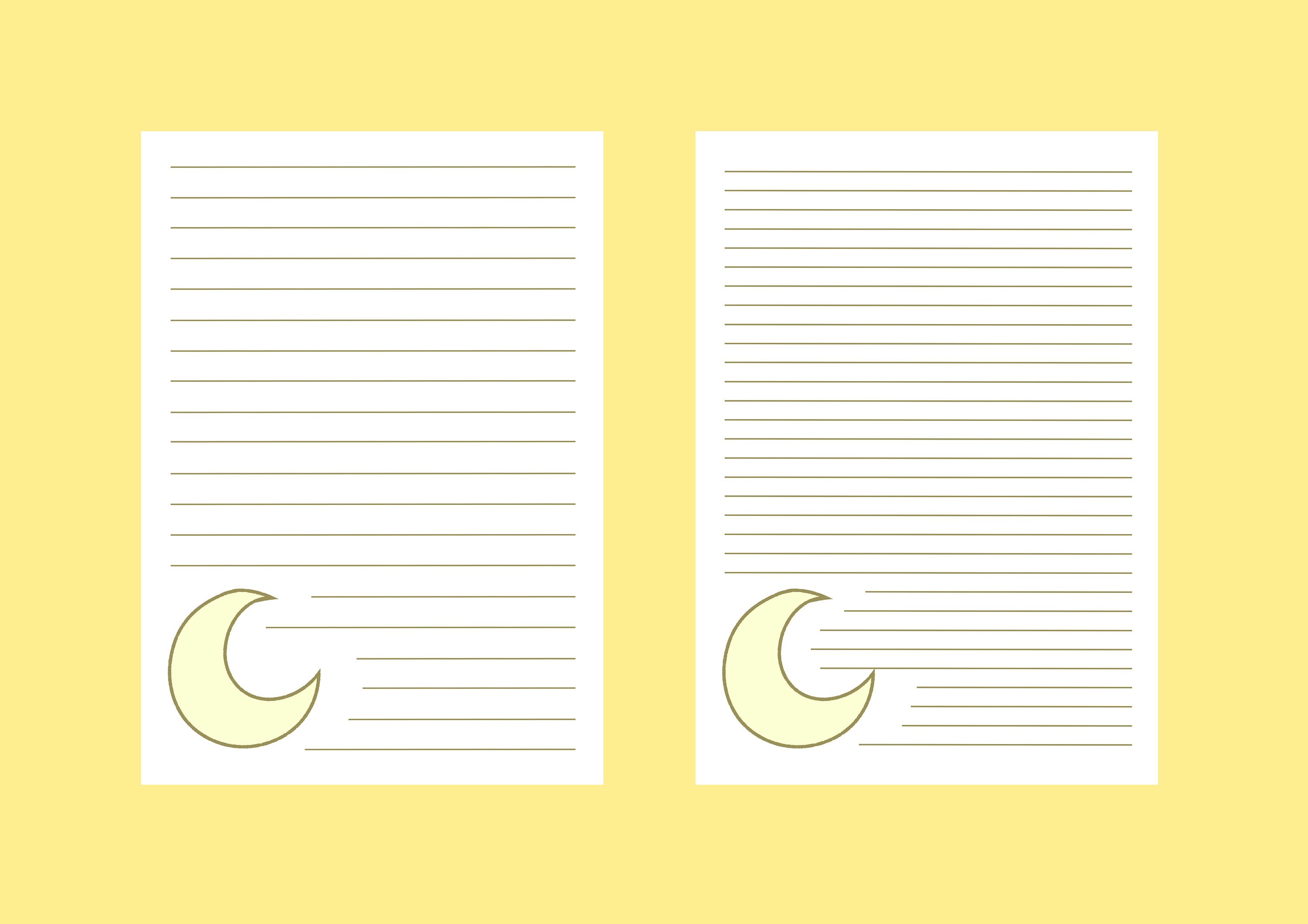 Moon Printable Lined Writing Paper Stationary Digital Download Etsy