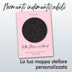 Carte des étoiles personnalisée - Rose - Ciel étoilé - Carte des étoiles - Cadeau personnalisé pour la naissance ou l’anniversaire