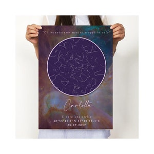 Carte des étoiles personnalisée - Galaxie - Ciel étoilé - Carte des étoiles - Cadeau personnalisé pour la Saint-Valentin et l’anniversaire