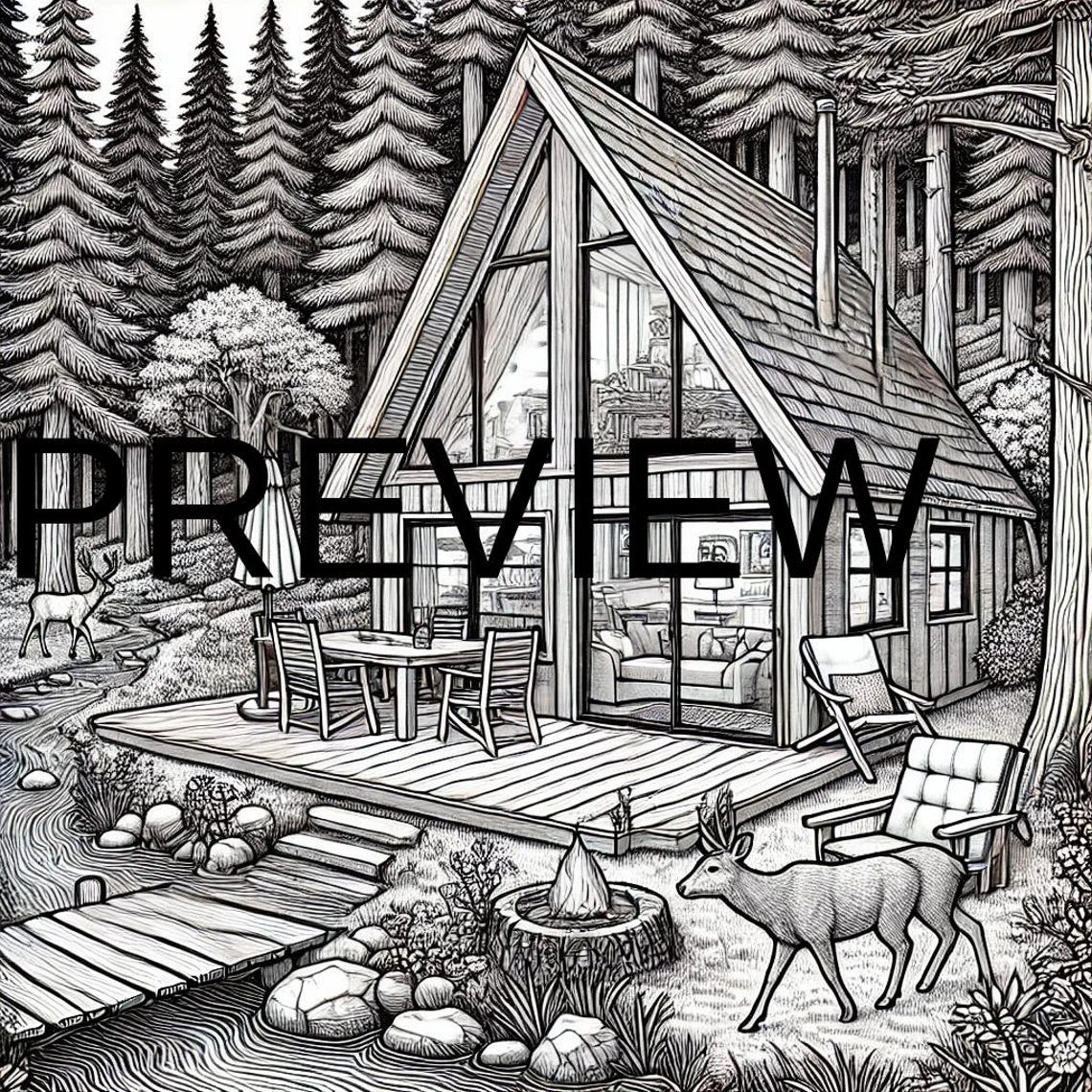 Cabin in the Woods Coloring Book Pages - Cabin Coloring Book - Variety ...