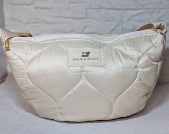 Cream quilted bag, quilted pattern bag, animal print bag, women's quilted bag, leopard print bag, leopard print shoulder bag, gift, Christmas gift