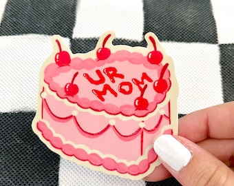 Ur Mom Heart Cake Matte Vinyl Sticker - Cute Sticker - Funny Gift - Valentine’s Day - Vintage Heart Cake
