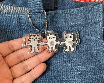 Cats with Swords Acrylic Keychain - Cute Keychain - Original Artwork - Funny Gift - Purse Accessory - Bag Charm