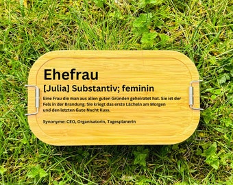 Geschenk Ehefrau, Brotdose Ehefrau, Frau, Definition Ehefrau, Brotdose personalisiert, Brotdose Geschenk, Lunchbox Geschenk, Geschenkidee