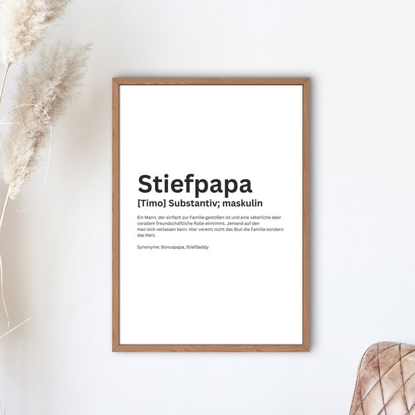 Poster Stiefvater, Geschenk Stiefvater, Geschenkidee Stiefvater, Definition Stiefvater, Poster, Poster personalisiert, Poster Küche, A4