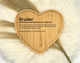 Herzbrett Bruder, Schneidebrett Bruder, Geschenk Bruder, Holzbrett Bruder, Definition Bruder, Küchenbrett personalisiert