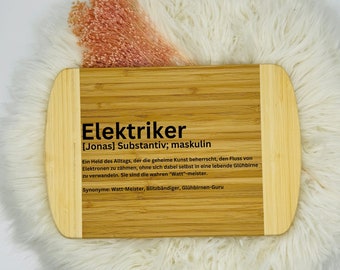 Küchenbrett Elektriker, Holzbrett Elektriker, Geschenk Elektriker, Brettchen Elektriker, Definition Elektriker, Küchenbrett personalisiert