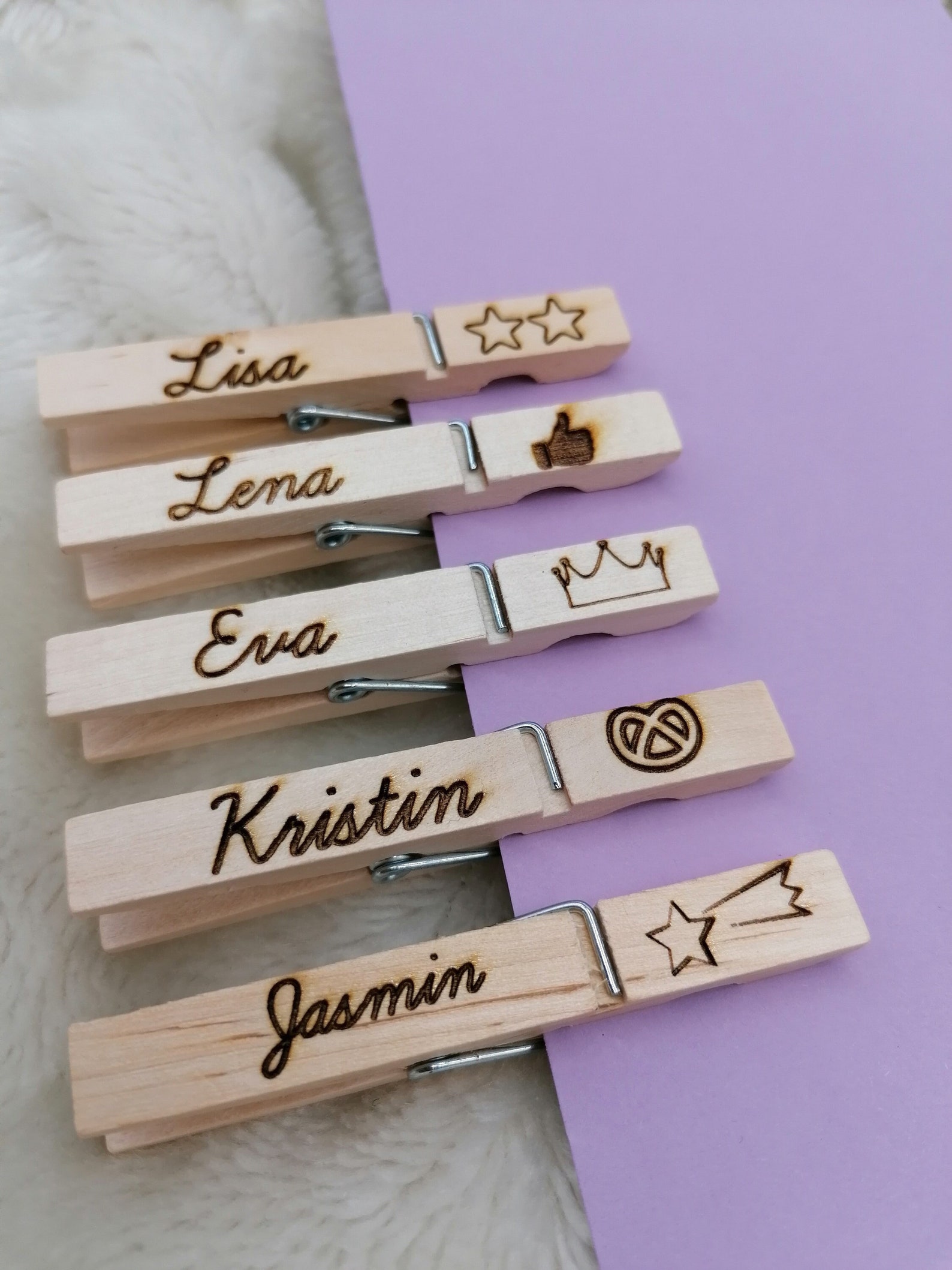 Name tags personalized on clothespin place cards wood Etsy