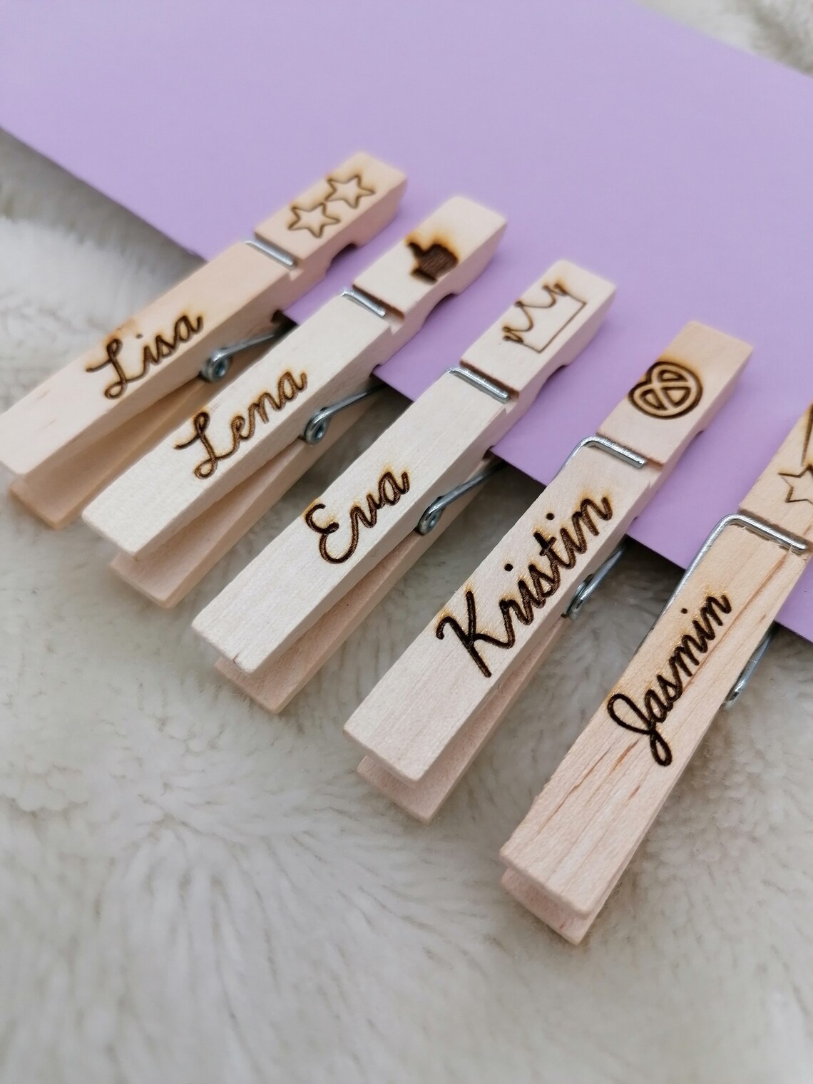 Name tags personalized on clothespin place cards wood Etsy
