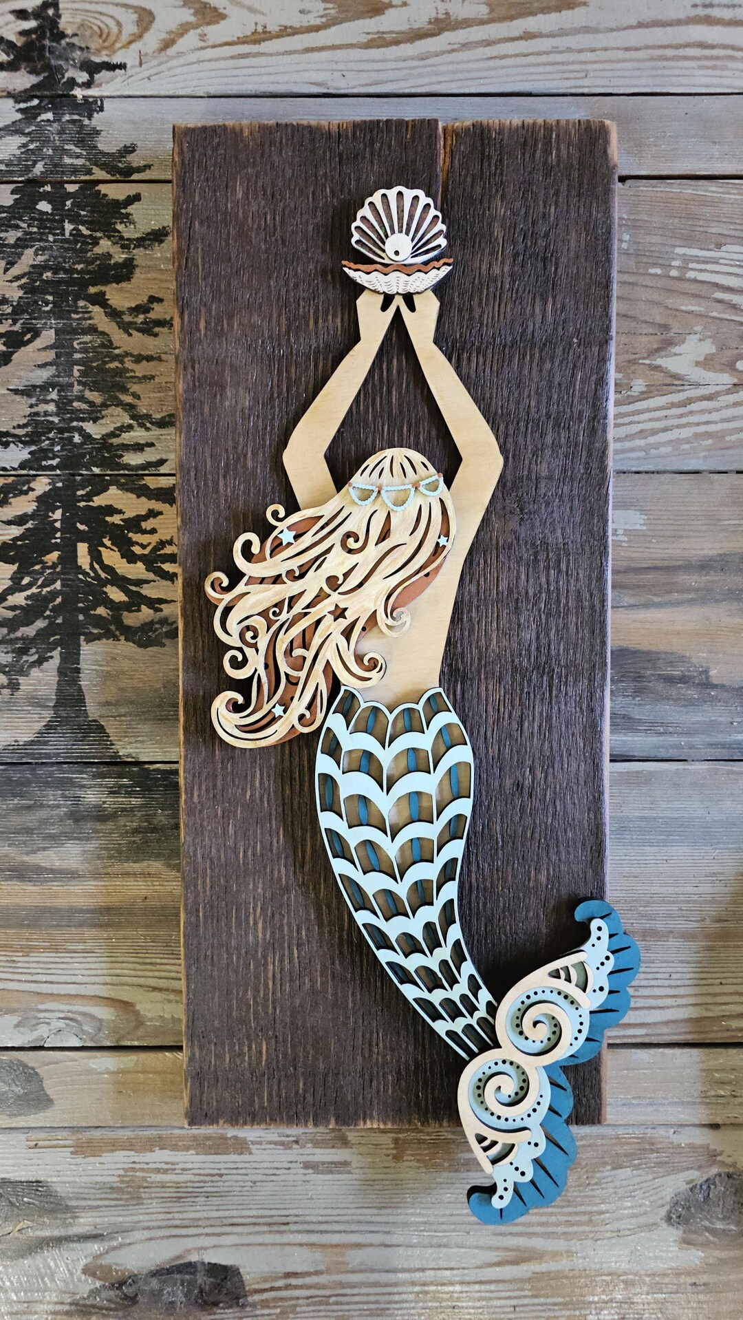 Handmade Mermaid Wall Art on Reclaimed Wood, Coastal Decor - Etsy