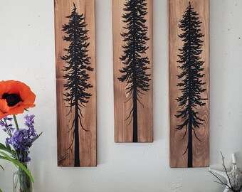 Wood wall art trees set of 3 (Custom made to order)
