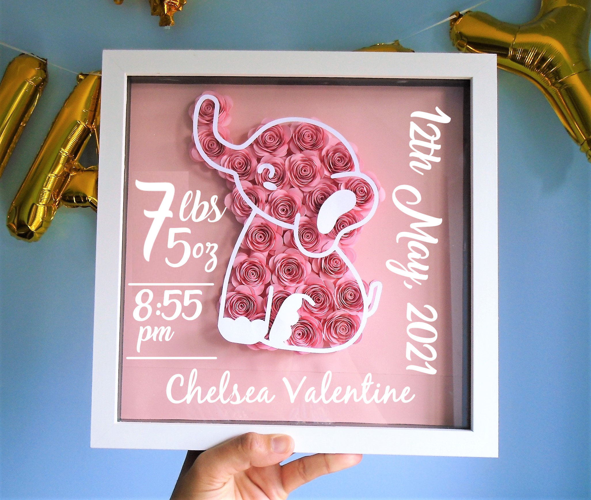 Shadow Box Birth Announcement SVG - Free SVG Cut Files