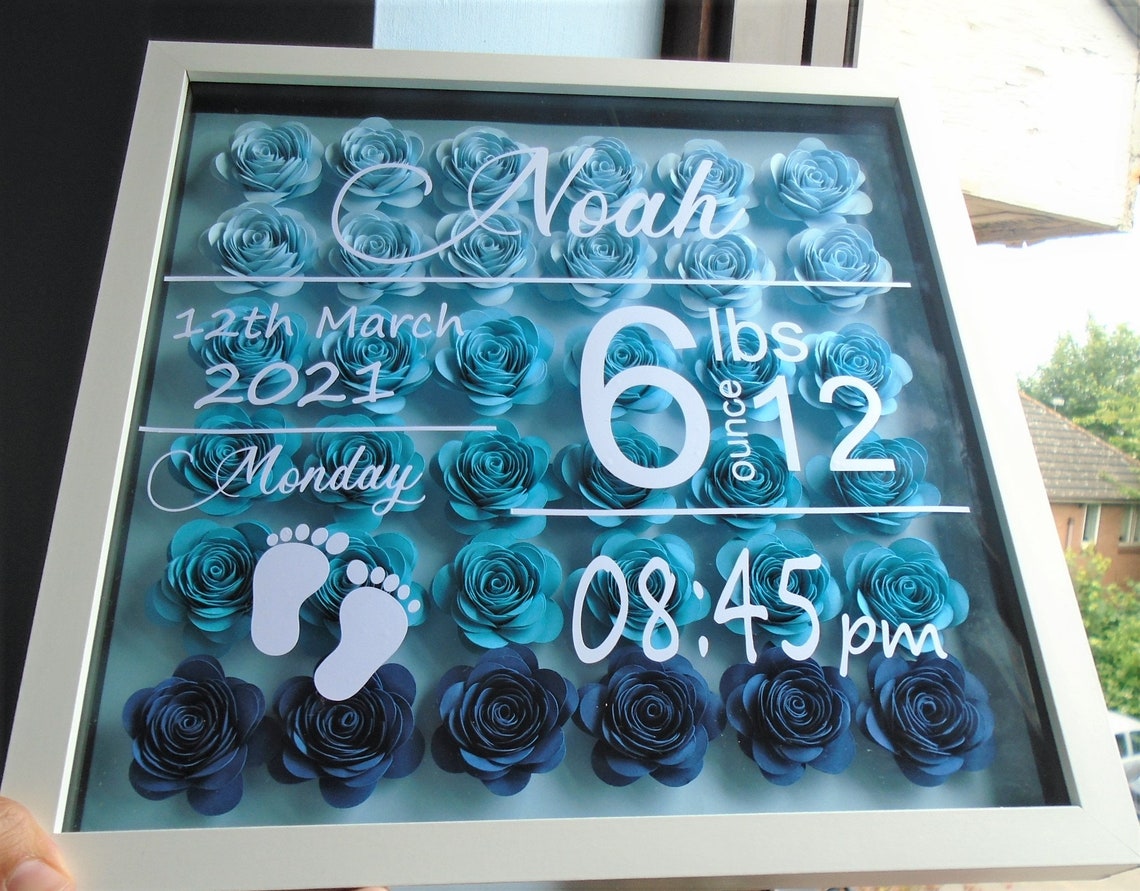 Baby Birth Announcement Shadow box personalized baby gift Etsy
