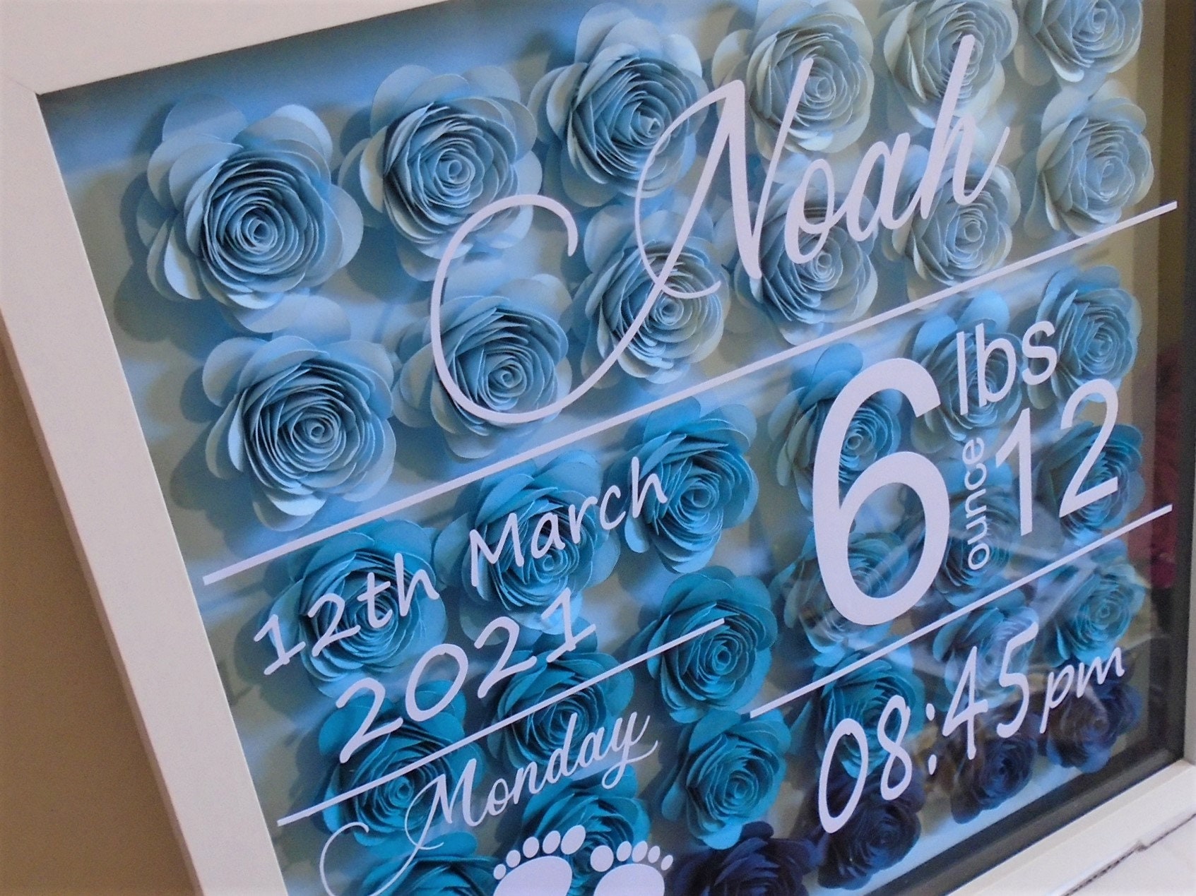 Baby Birth Announcement Shadow box personalized baby gift Etsy