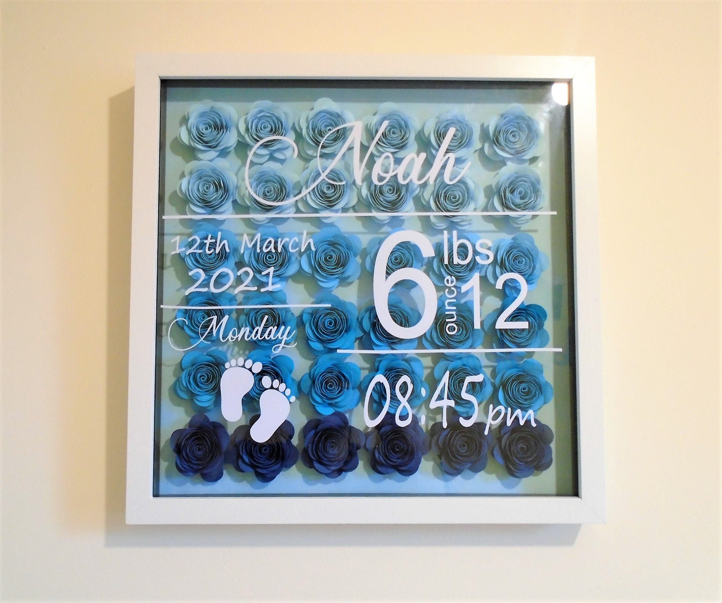 Baby Birth Announcement Shadow box personalized baby gift Etsy