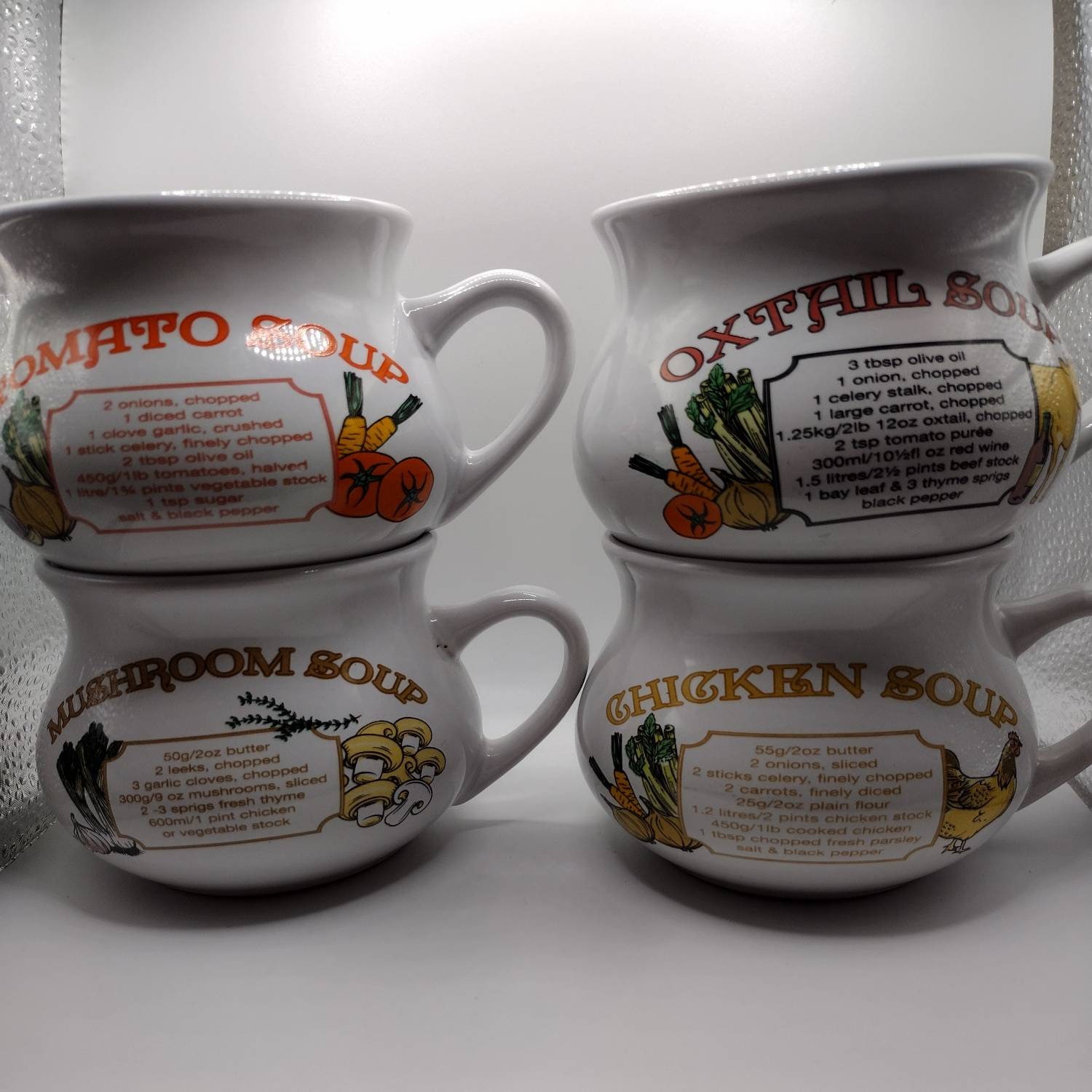 Vintage Soup Recipe Mugs 1970s Etsy