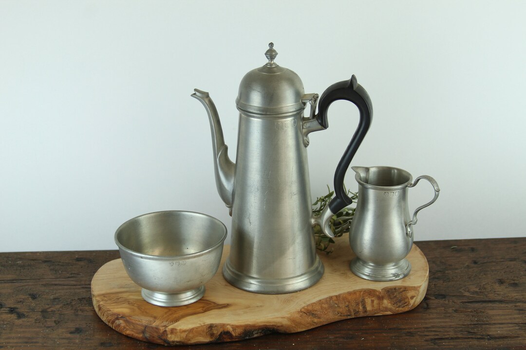 Towle Pewter Coffee Serving Set With Coffee Pot Sugar Bowl Etsy