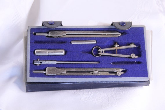 Bargain John's Antiques  Vintage Drafting Kit with Case Compass  Engineering Instrument Tool Set - Bargain John's Antiques