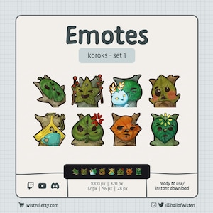 Korok Emotes (Set 1) | Zelda: Breath of the Wild and Tears of the Kingdom Inspired | Twitch, YouTube, Discord | 8 Pack