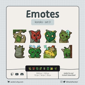 Korok Emotes (Set 3) | Zelda: Breath of the Wild and Tears of the Kingdom Inspired | Twitch, YouTube, Discord | 8 Pack