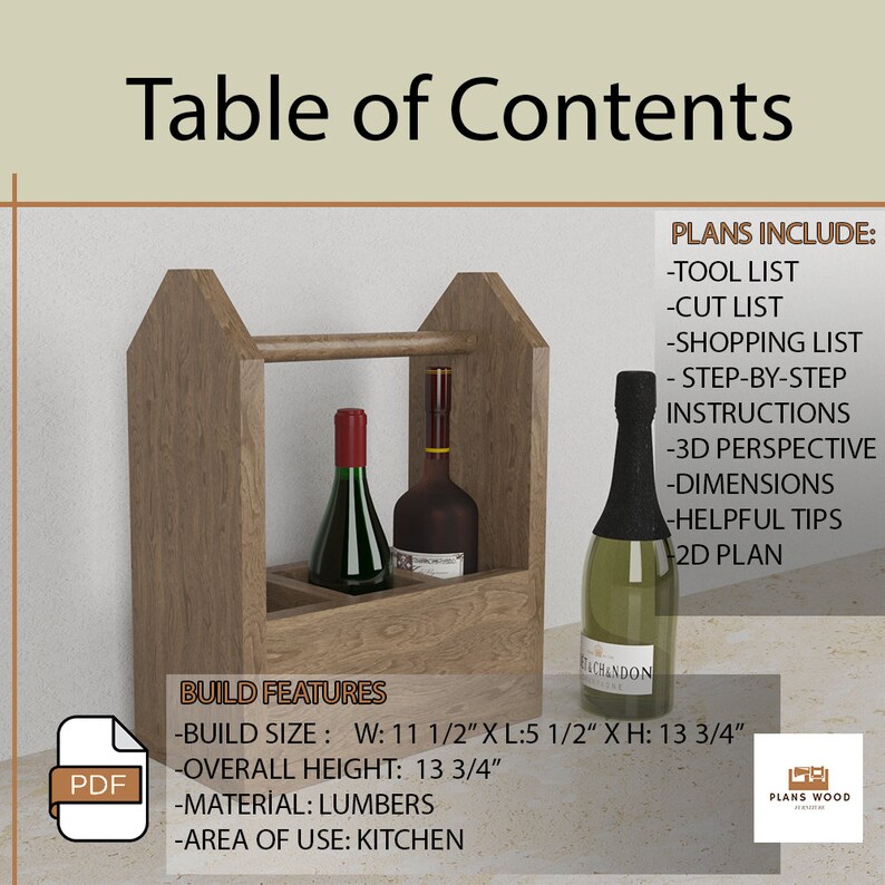 Wooden Drink Carrier Rustic Chic Design, Capacity for 3 Bottles. - Etsy