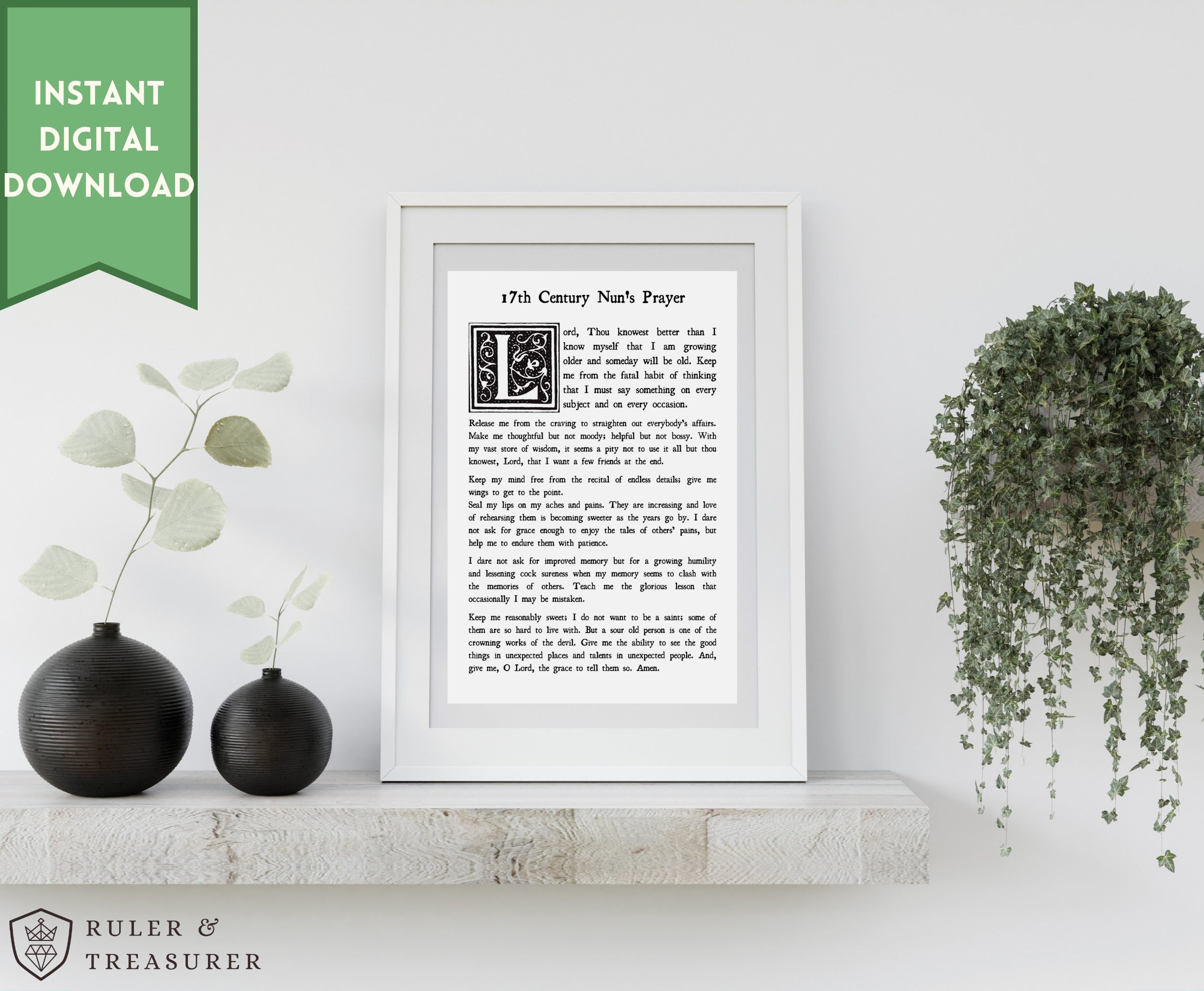 17th Century Nuns Prayer Christian Wall Art Print - Etsy UK