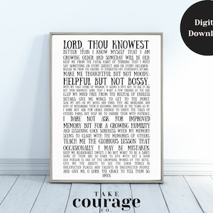 Prière des religieuses du 17ème siècle | Impression d’art mural chrétien | Affiche de prière motivationnelle inspirante | téléchargement numérique instantané