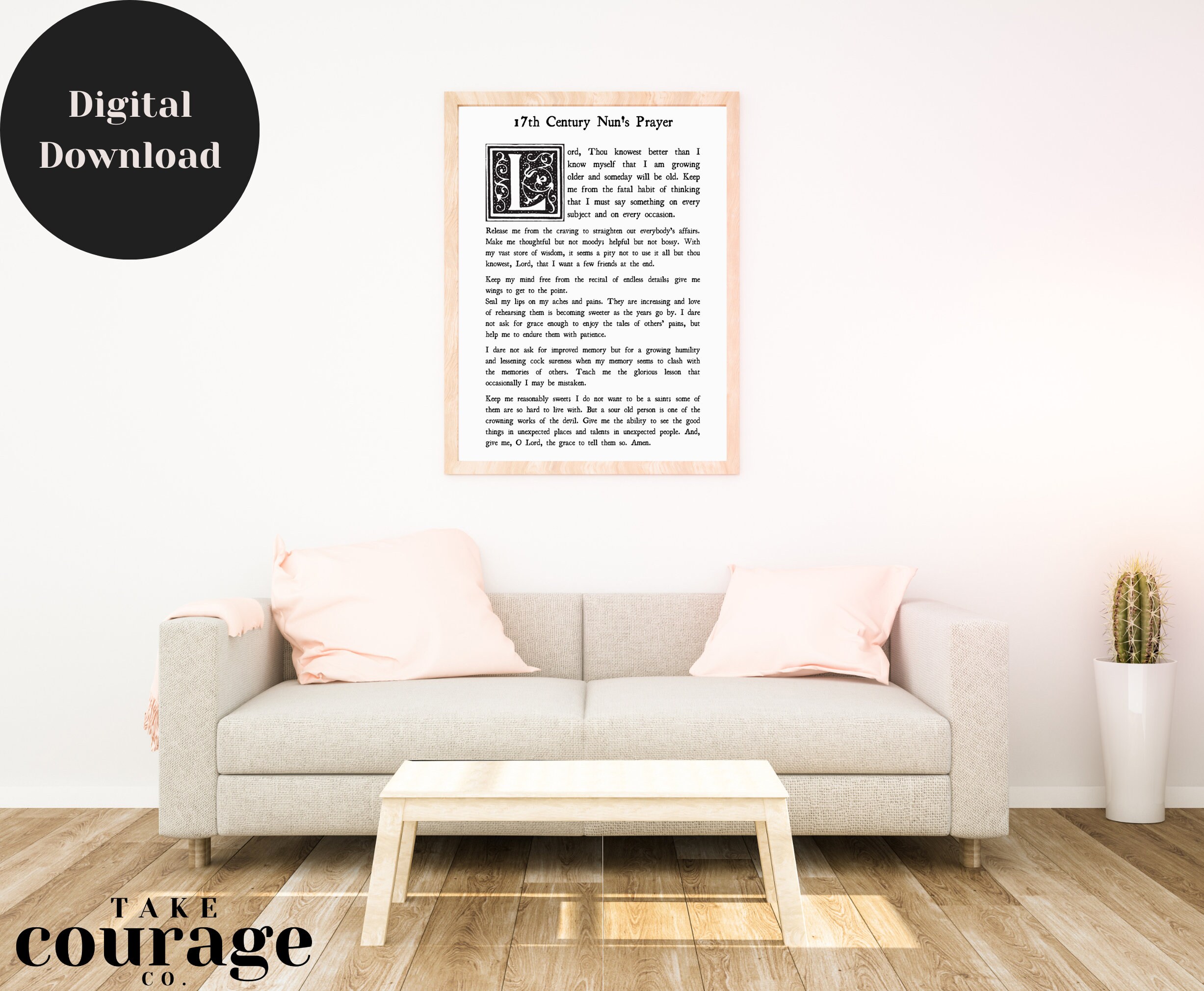 17th Century Nuns Prayer Christian Wall Art Print - Etsy