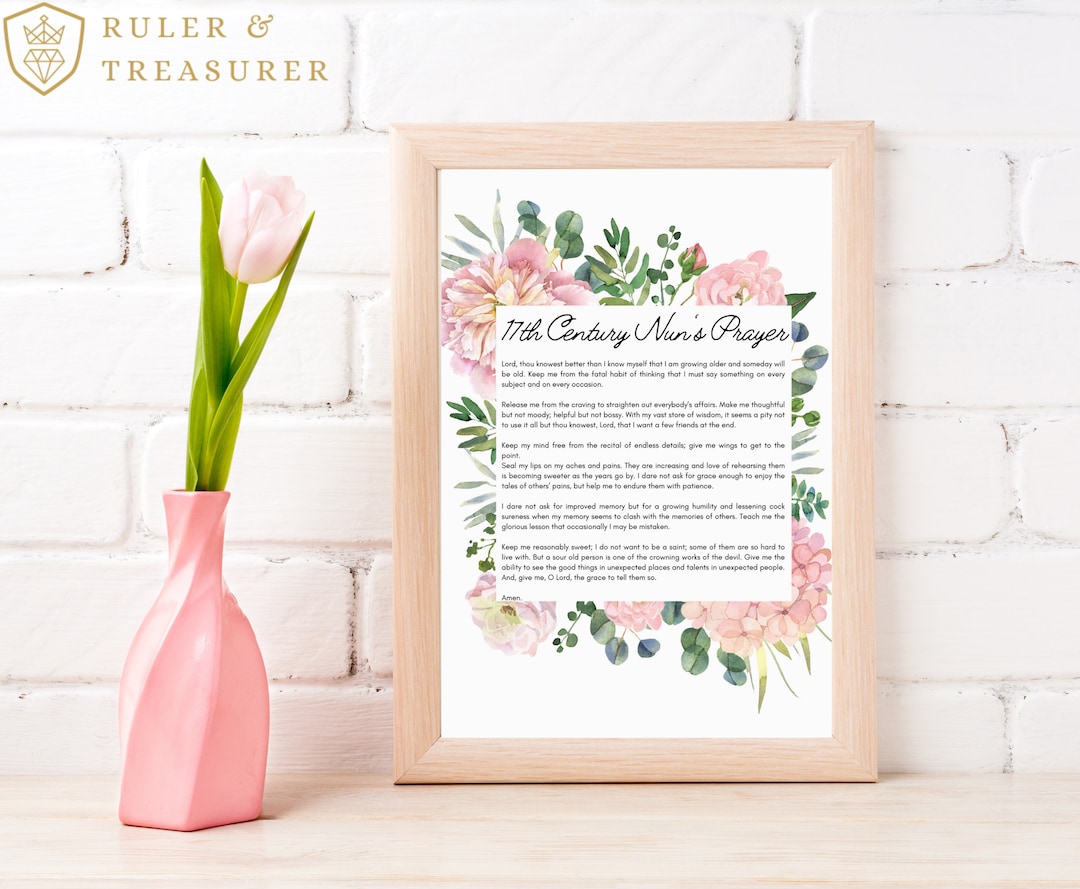 17th Century Nuns Prayer Christian Wall Art Print - Etsy