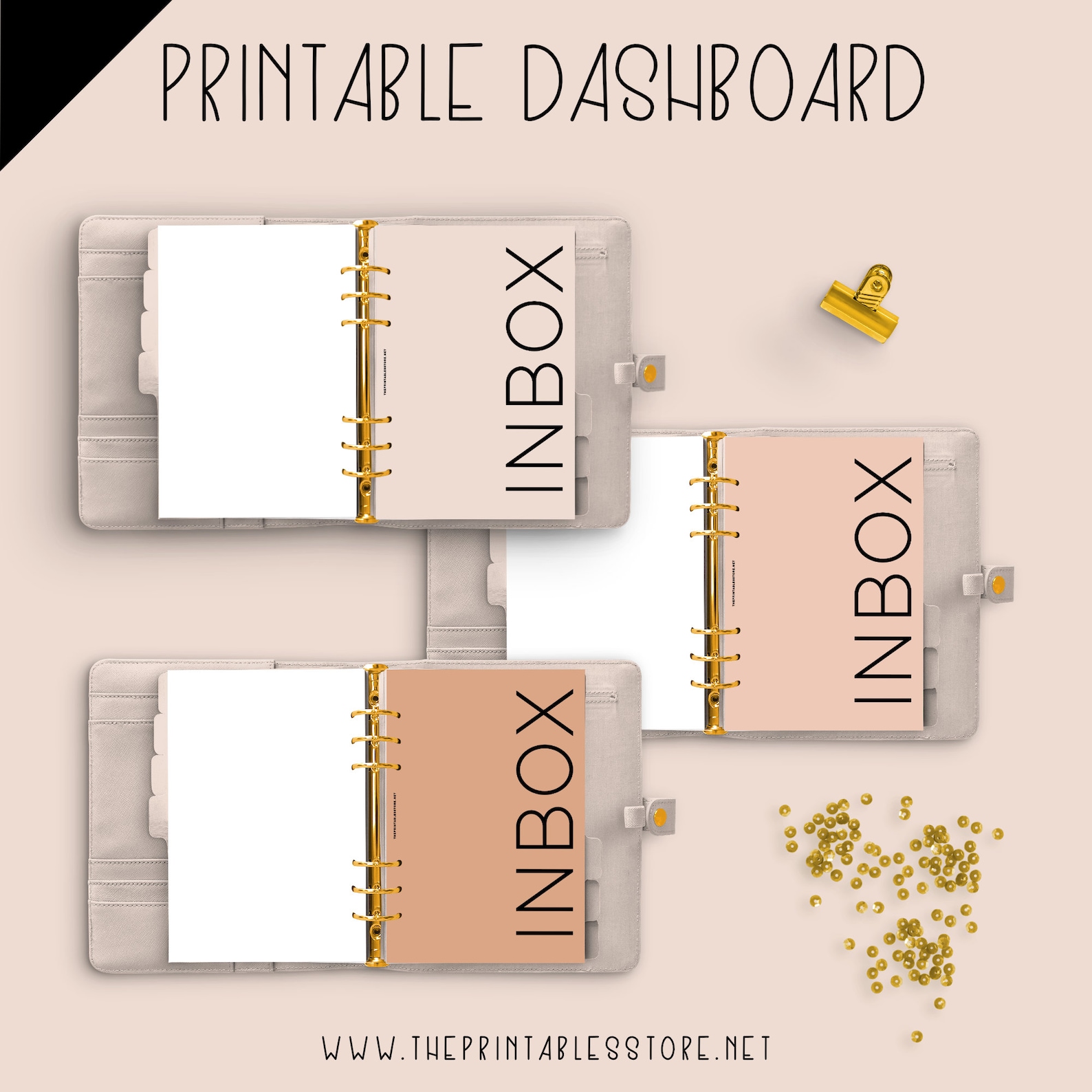 Inbox Dashboard, Printable Inserts, Planner Divider, Minimal Dashboard