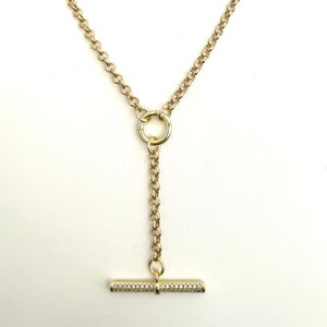 Rolo T Bar Necklace 24k Gold Toggle Chain Necklace Layering  Necklace Gift for Her