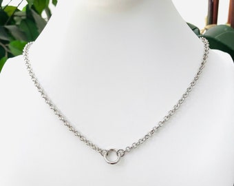 Rolo Link Charm Holder Necklace, Charm Holder Ring, Carabiner Clasp Necklace, Custom Minimalist Layering Necklace, Gift for Her Him