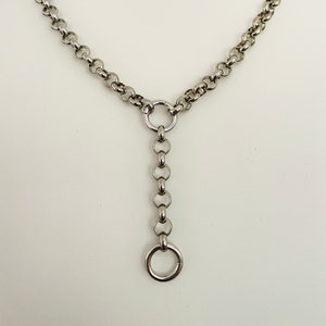 Chunky Rolo Chain Necklace: Rhodium Charm Holder, Custom Length
