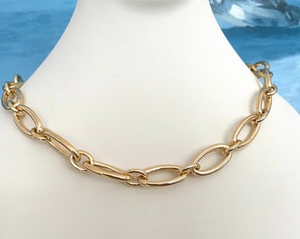 Chunky ovale chaîne à maillons Lariat collier superposition de collier cadeau pour elle