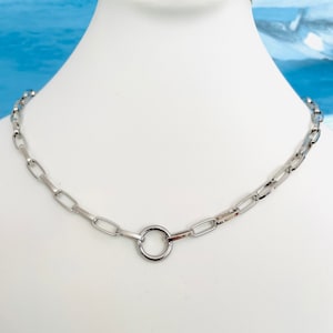 Benutzerdefinierte Paperclip Kette Charm Halter Halskette Karabiner Verschluss Layering Kette Geschenk für Sie