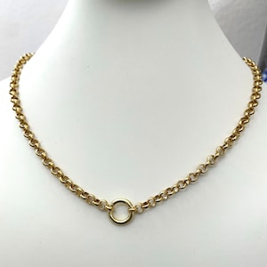 Collana con catena Rolo in oro e anello porta-ciondoli, regalo per lei