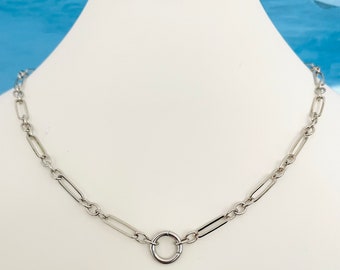 Trombone Chain Charm Holder Necklace Layering Chain Charm Necklace Gift for Her