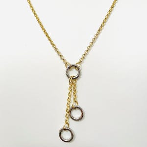 Gold Filled Rolo Ketten-Charm-Halskette: Zweifarbiger Karabinerhaken-Halter