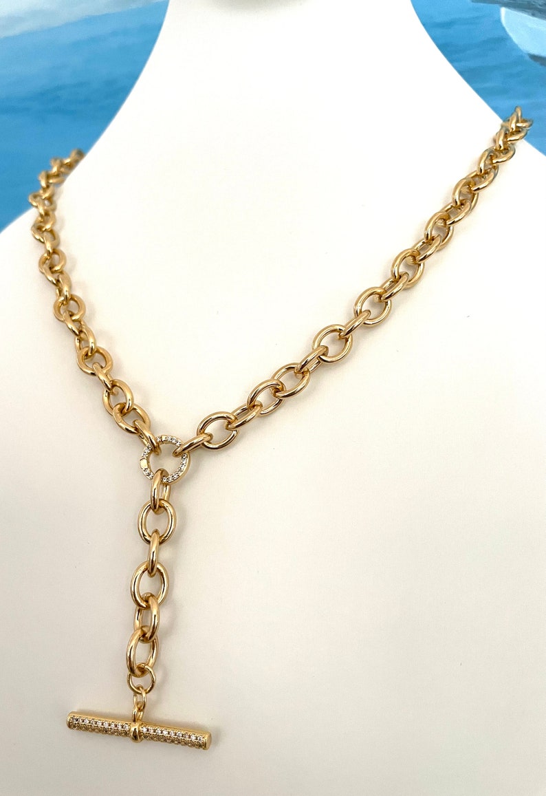 Chunky T-bar Necklace- Gold