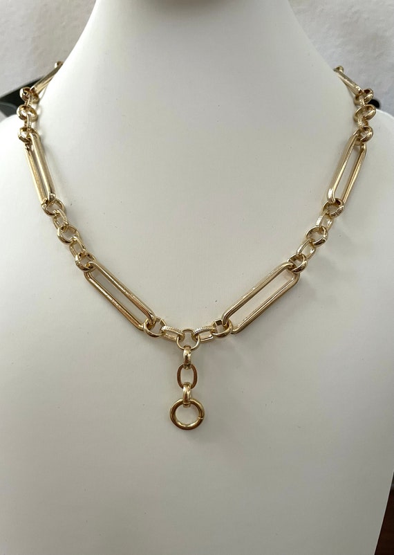 Gold Paperclip Chain Necklace: Custom Charm Holder