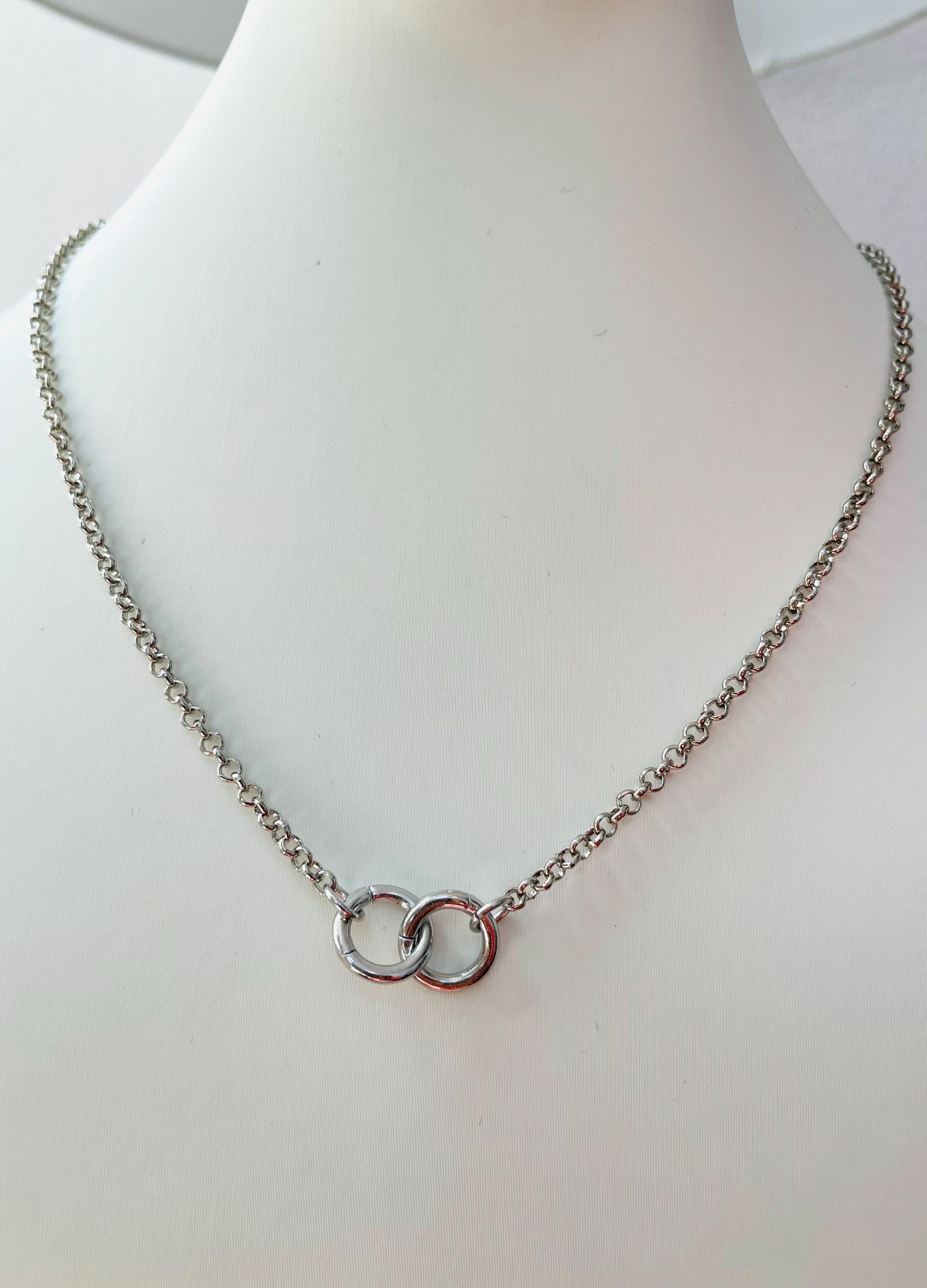Rolo Charm Holder Necklace: 18k Gold Filled Spring Ring Chain