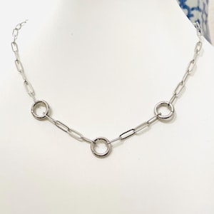 Custom Charm Holder Paperclip Chain Carabiner Clasp Layering Necklace Gift for Her