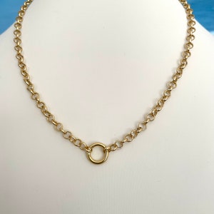 18k Gold Filled Rolo Chain Necklace with Charm Holder