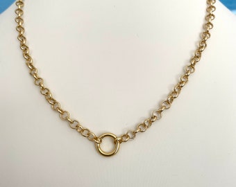 18k Gold Filled Rolo Chain Necklace with Charm Holder