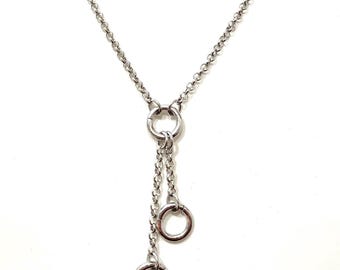 White Gold Filled Rolo Chain Charm Holder Necklace: Layering Jewelry