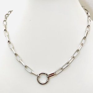 Custom Paperclip Charm Holder Chain Necklace Carabiner Clasp Layering Chain Gift for Her