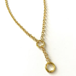 18k Gold Filled Rolo Chain Necklace: Charm Holder Clasp, Custom Length